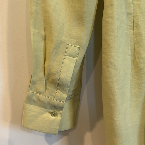 Zara Lime Green Ruched Mini Dress Collared Long Sleeve Shirt Dress XS/Small - Picture 10 of 15